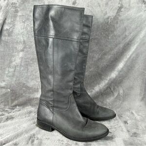 J Crew Leather Riding Boots Knee High Womens 7 Charcoal Gray Soft Leather Italy